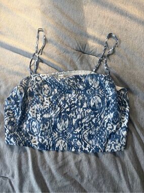 Abercrombie Smocked Blue and White Patterned Cami Top